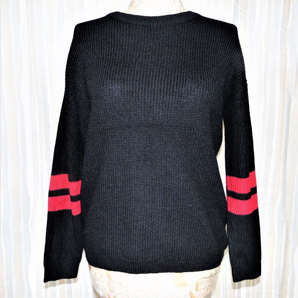 I Love JOAH Knitted Black and Red Pullover Sweater